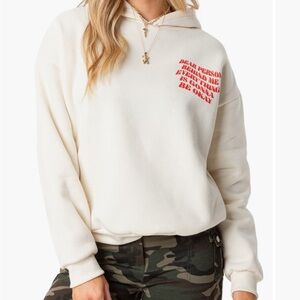 Cozy Cream Hoodie with Red Print
